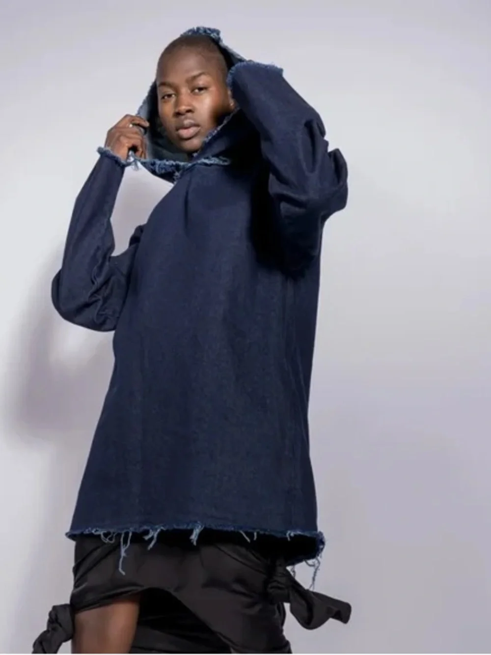 Marques Almeida Oversized Hooded Poncho Hoodie Pullover Jean Jacket Pockets